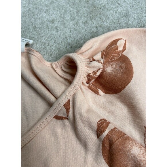 KATE QUINN ORGANICS V-Neckline 3/4 Length Sleeve Cinched Top Peach Medium Women - Picture 6 of 7